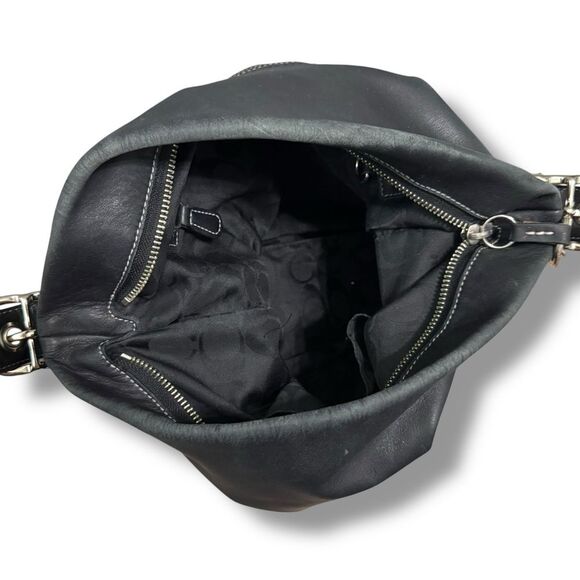 Coach Soho Black Leather Hobo Crossbody Shoulder Bag 1415 Fringe Tassel Purse - Picture 7 of 11